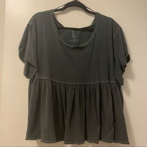 Free People Gray Cotton Short Sleeve Top Medium